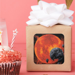 Space Graveyard Halloween Galaxie der Horror Quadratischer Aufkleber