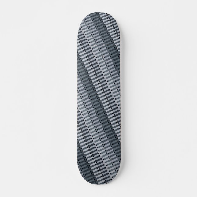 Space Gray Modernes Abstraktes Streifenmuster Skateboard (Vorne)