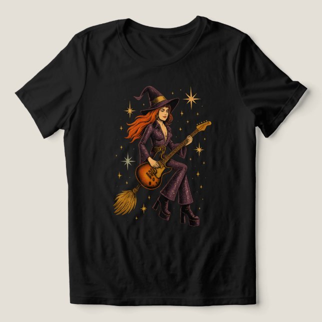 Space Hexenrocker auf Broom Tri-Blend Shirt (Design Vorderseite)