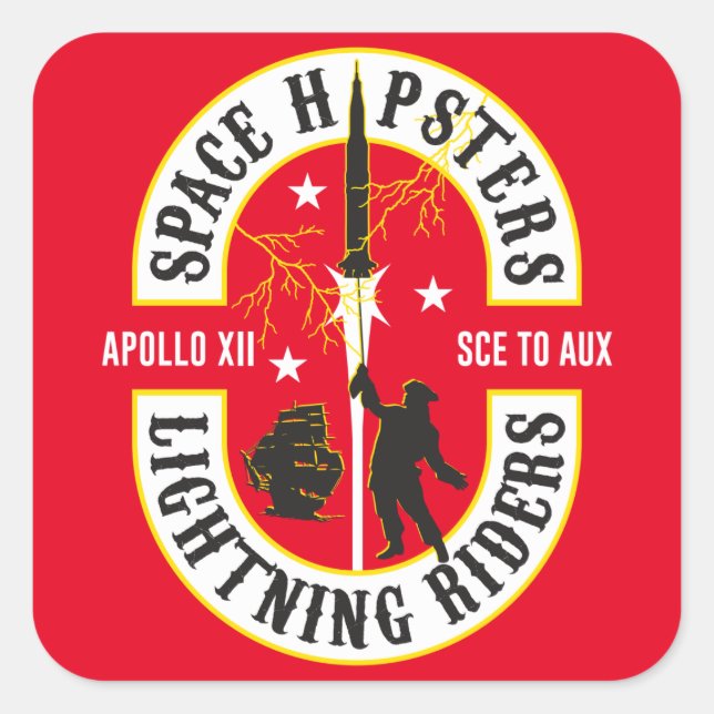 Space Hipsters® Blitzfahrer 3"-Aufkleber Quadratischer Aufkleber (Vorderseite)