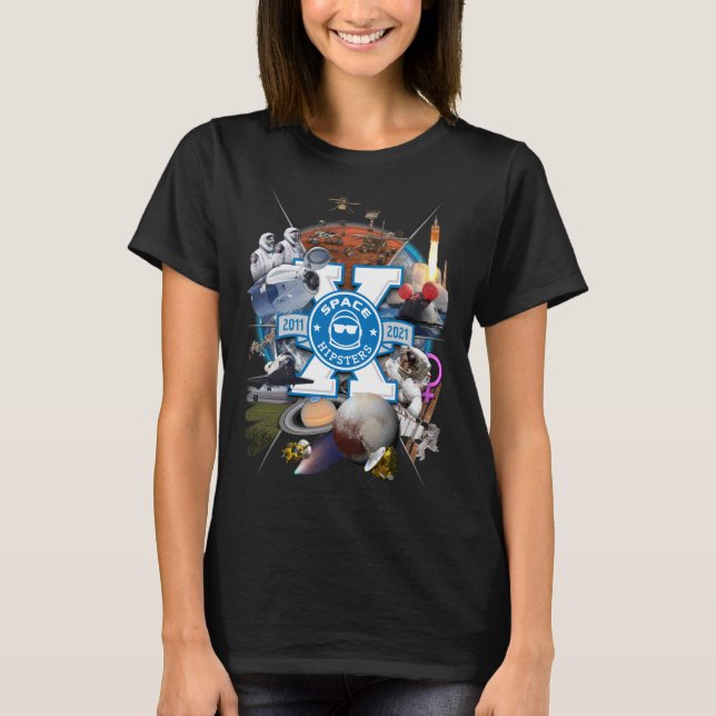 Space Hipsters® X Collage T - Shirt - Frauen (Schw (Vorderseite)