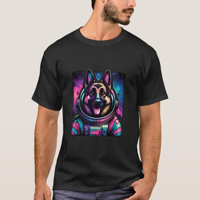 Space Hund German Shepherd Astronaut Adventure K9  T-Shirt (Vorderseite)