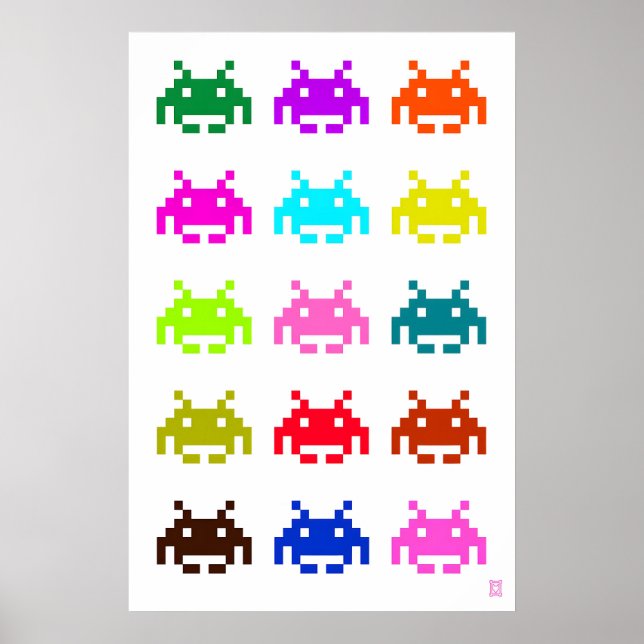 Space Invaders  Kunstdruck. Vintage Retro 80er Poster (Vorne)