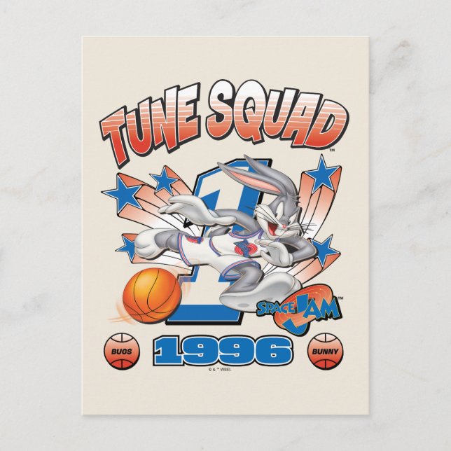 SPACE JAM™ BUGS BUNNY™ #1 Basketball-Grafik Postkarte (Vorderseite)