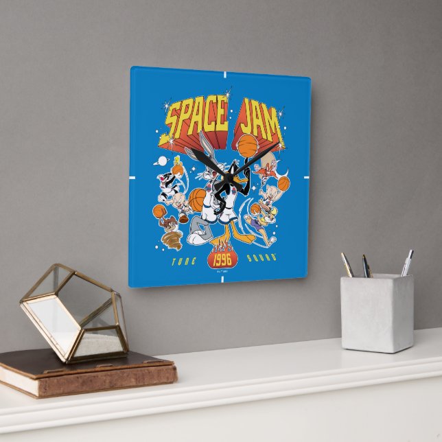 SPACE JAM™ TUNE SQUAD™ 1996 Graphic Quadratische Wanduhr (Büro)