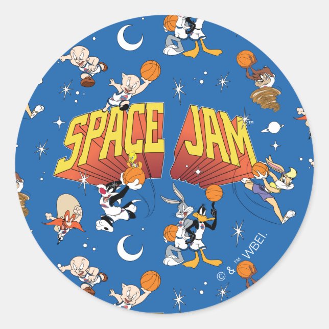 SPACE JAM™ TUNE SQUAD™ Outter Space Pattern Runder Aufkleber (Vorderseite)