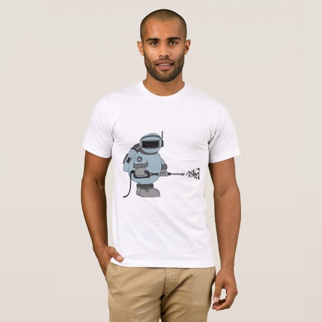 Space Janitor Spraying Stars Sci-Fi Astronaut T-Shirt (Vorne ganz)
