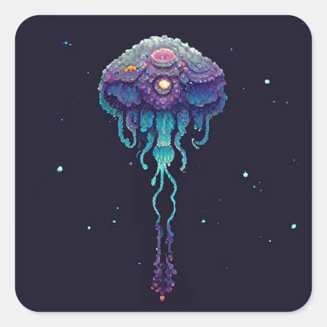 Space Jellyfish Quadratischer Aufkleber (Vorderseite)