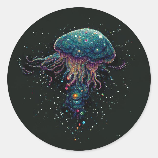 Space Jellyfish Runder Aufkleber (Vorderseite)
