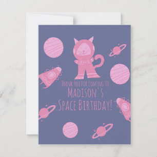 Space Katze Pinke Galaxie Geburtstags Danke RSVP Karte