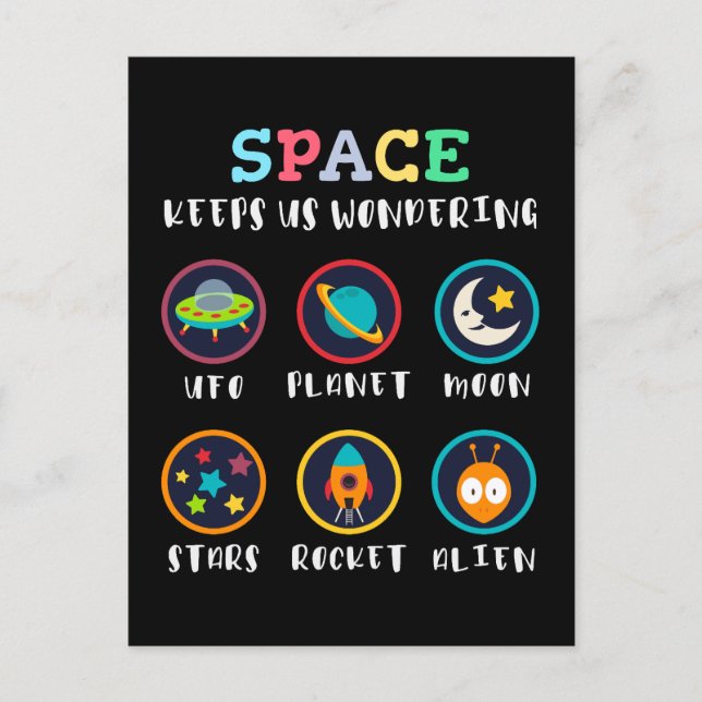 Space keeps us wondering postkarte (Vorderseite)