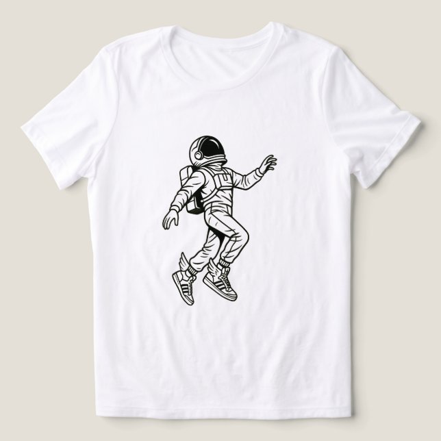 Space Kicks: Geflügelter Astronautenflug Tri-Blend Shirt (Design Vorderseite)