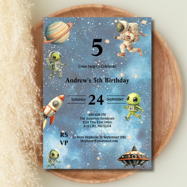 Space Kids Außerirdischen Astronaut Planets Boys G Einladung (Boys Birthday Invite, Space Kids, Aliens, Astronauts, Planets, Rockets Spaceship. Printed or Digital)