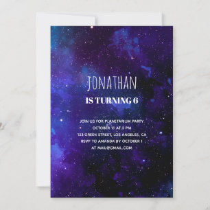 Space Kindergeburtstag. Planetarium Party. Dunkelb Einladung