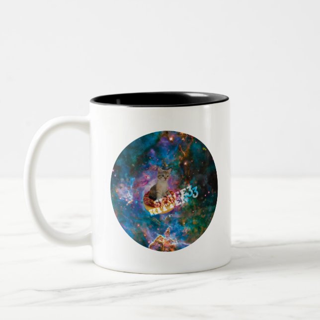 Space Kitten Merge Zweifarbige Tasse (Links)