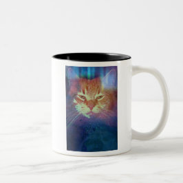 Space Kitty sagt: Lesen Sie meine Augen-Tasse Zweifarbige Tasse