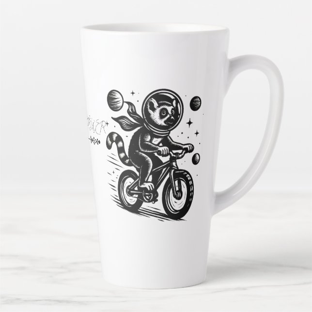 Space Lemur Astronaut Riding Bicycle - Madagascar  Milchtasse (Rechts)
