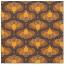 Space Lily Mustard Print Stoff