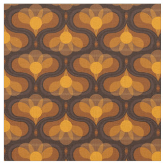 Space Lily Mustard Print Stoff