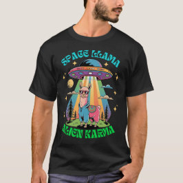 Space Llama Alien Karma, Funny Llama UFO Retro T-Shirt