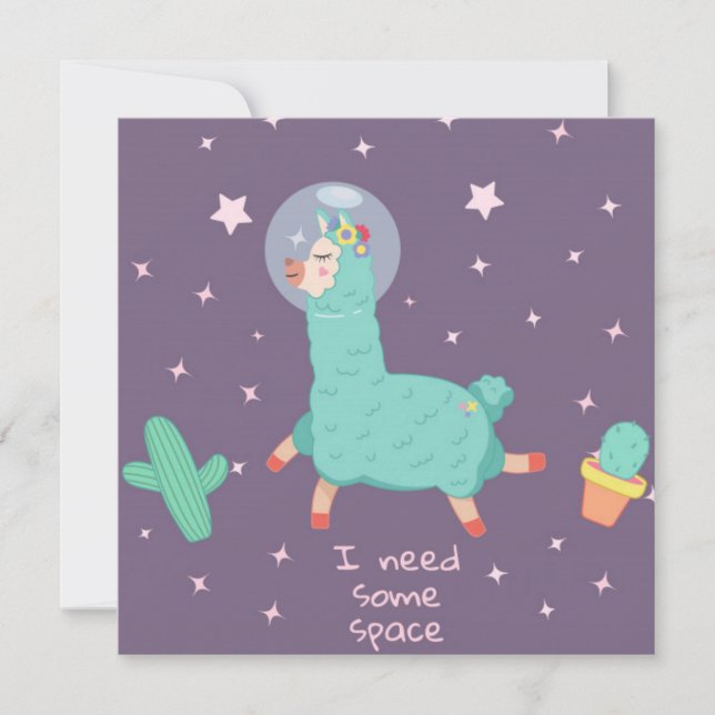 Space Llama Feiertagskarte (Vorderseite)