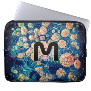 Space Mimosa Golden Nebel Blossom & Monogram Laptopschutzhülle