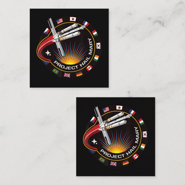 Space Mission Patch Quadratische Visitenkarte (Vorne/Hinten)