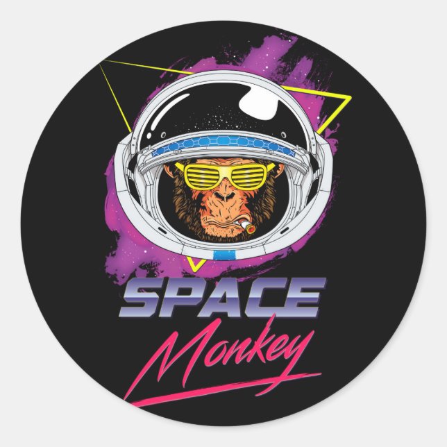 Space Monkey 80er Runder Aufkleber (Vorderseite)