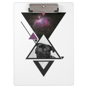 Space Mops   Black Mops Dog Gift Idee für Mops Lie Klemmbrett