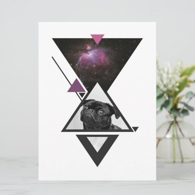 Space Mops | Black Mops Dog Gift Idee für Mops Lie Menükarte (Stehend Vorderseite)