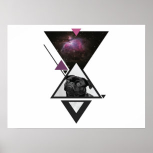 Space Mops Black Mops Dog Gift Idee für Mops Lie Poster