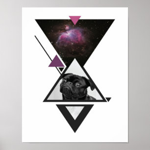 Space Mops   Black Mops Dog Gift Idee für Mops Lie Poster