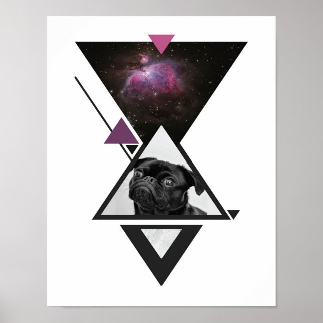 Space Mops | Black Mops Dog Gift Idee für Mops Lie Poster (Vorne)