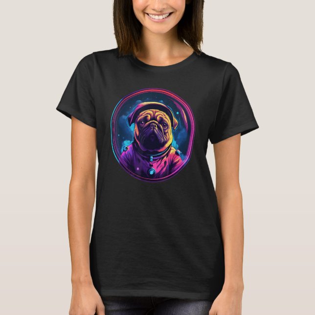 Space Mops Dog Mama Vater Mops T-Shirt (Vorderseite)