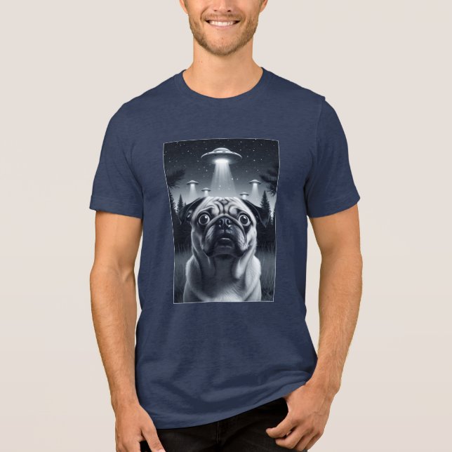 Space Mops nimmt Alien Selfie Funny Dog Geschenk Tri-Blend Shirt (Vorderseite)