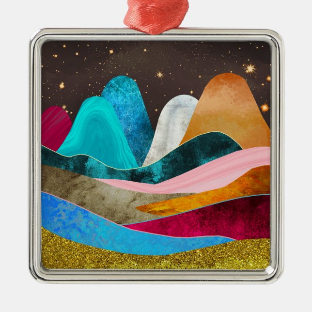 Space Mountains Ornament Aus Metall (Vorne)