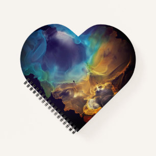 Space Nebel blau gelb Alkoholtupfer Kunst Notizbuch