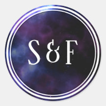 Space Nebula Lila Galaxy Monogram Umschlag Aufkleb