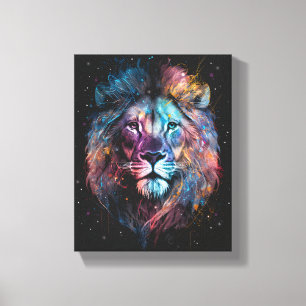Space Nebular Lion - Graffiti Neon Ink Splash Leinwanddruck