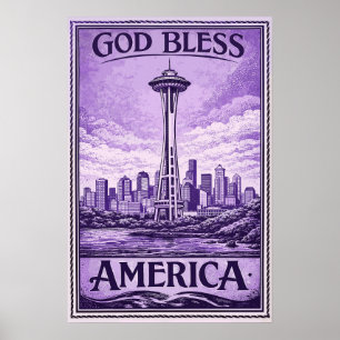 Space Needle - Gott segne Amerika Poster