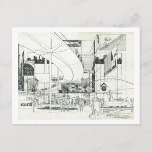 Space Needle Luftbild Konzeptzeichnung 2 Postkarte