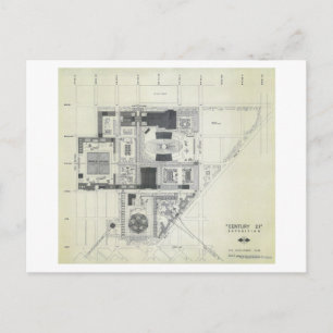 Space Needle Luftbild Konzeptzeichnung Postkarte