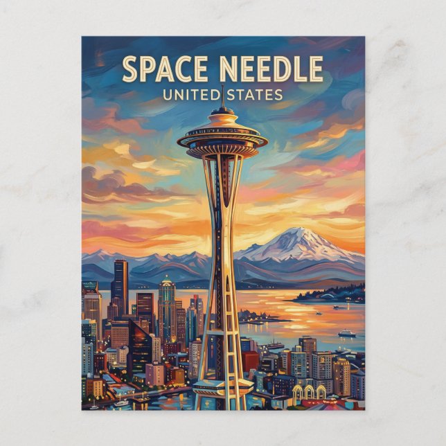 Space Needle Washington State Postkarte (Vorderseite)