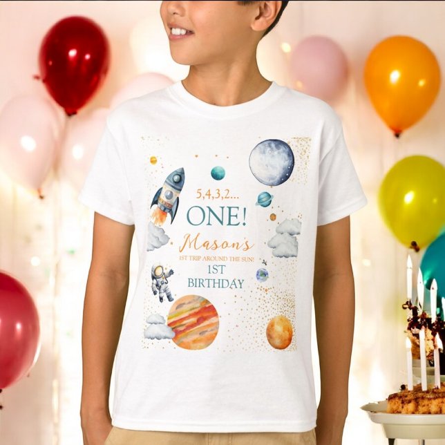 Space Odyssey Birthday First Boy T-Shirt (Von Creator hochgeladen)