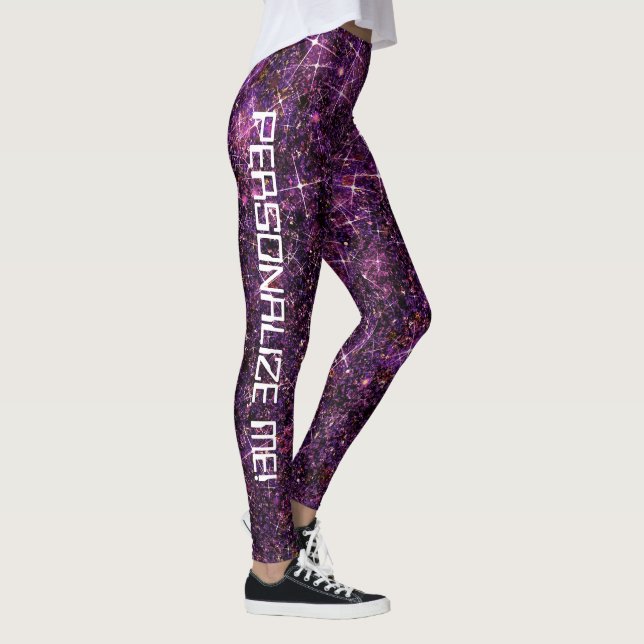 Space Opera Lila Galaxy Glitzer CUSTOM Leggings (Rechts)