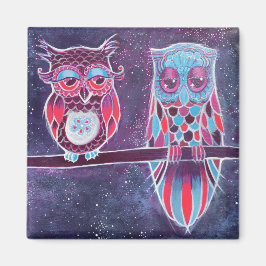 Space Owles Couple 2 Magnet