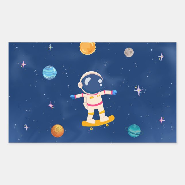 Space Party Collection Rechteckiger Aufkleber (Vorderseite)