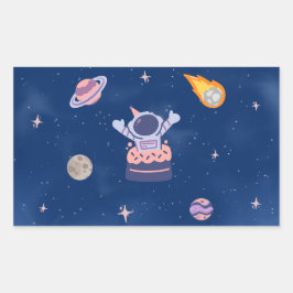 Space Party Collection Rechteckiger Aufkleber