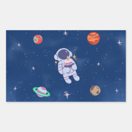Space Party Collection Rechteckiger Aufkleber