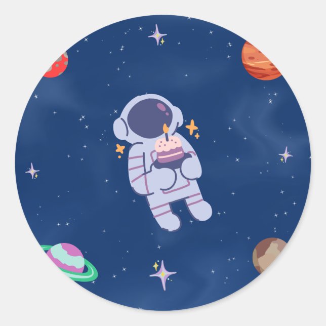 Space Party Collection Runder Aufkleber (Vorderseite)